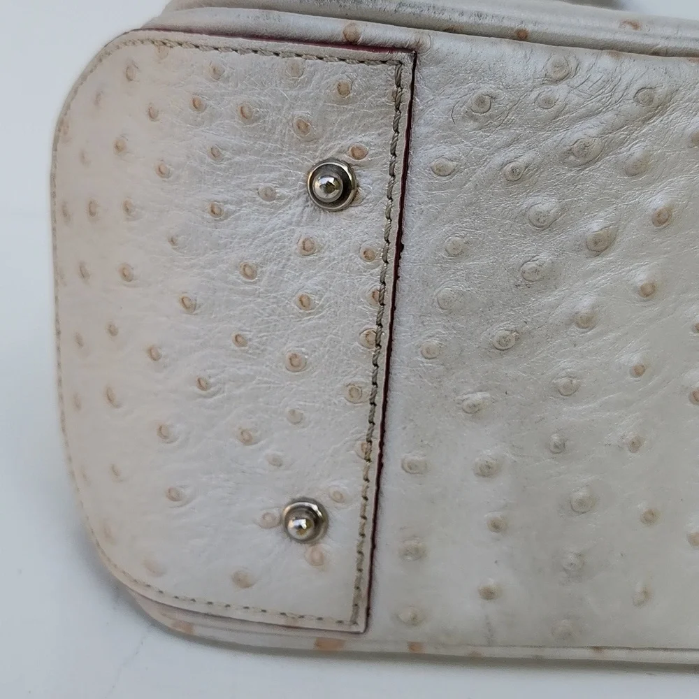 Dooney & Bourke Ostrich Embossed Leather Shoulder Purse Handbag Crossbody Beige - Picture 8 of 12
